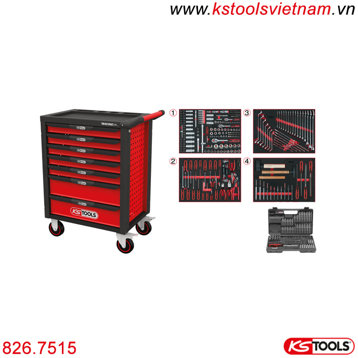 RACINGline tủ đồ nghề 515 chi tiết KS Tools 826.7515 chuyên dùng cho garage.