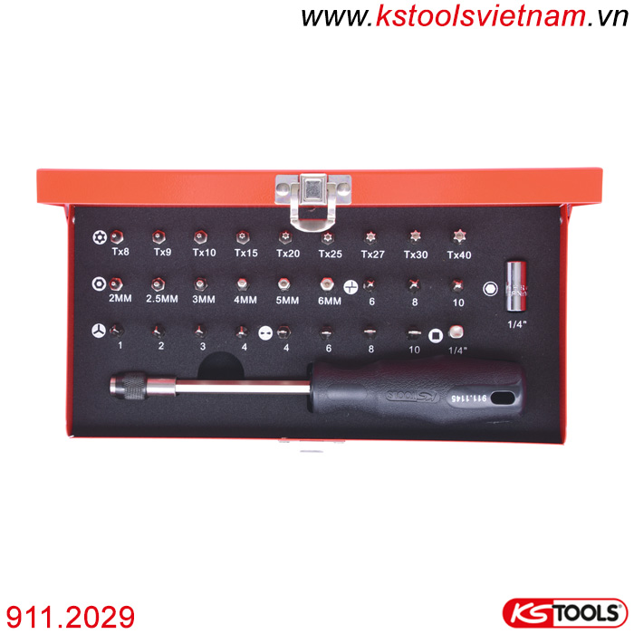 Bộ mũi vít tự khoan 1/4 inch, 29 chi tiết 911.2029 KS Tools