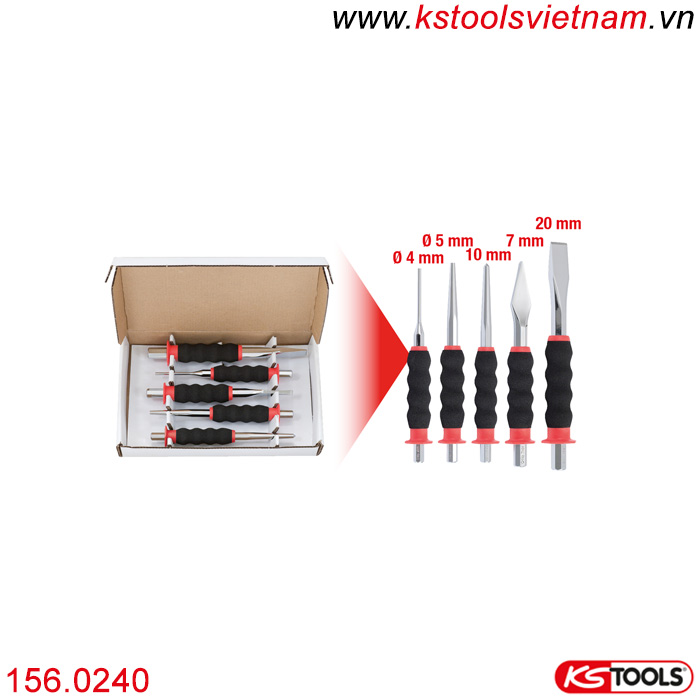 Bộ đục đột lỗ hỗn hợp 5 chiếc KS Tools 156.0240