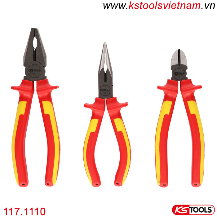 Bộ 3 kìm tổ hợp cách điện 1000V VDE 117.1110 KS Tools