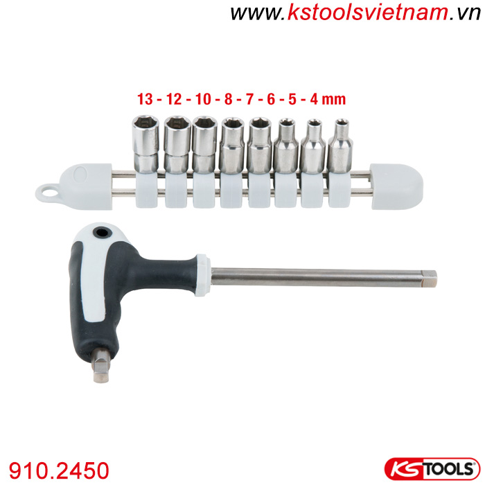 Bộ khẩu INOX 1/4 inch 9 chi tiết 910.2450 KS Tools