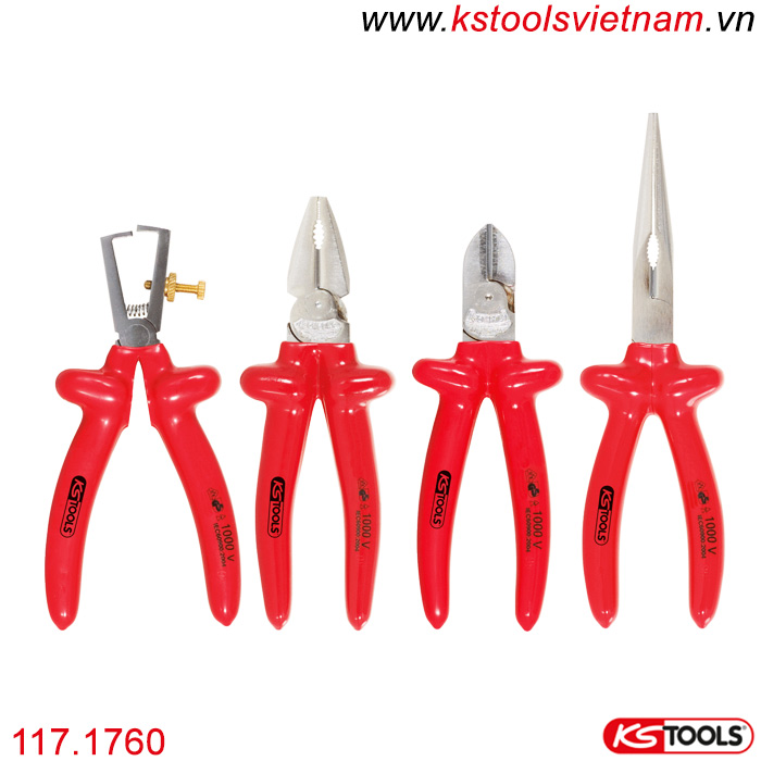 Bộ kìm tổ hợp cách điện 1000V 4 chi tiết 117.1760 KS Tools