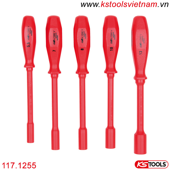 Bộ tô vít đầu tuýp cách điện 1000V 5 cây VDE 117.1255 KS Tools