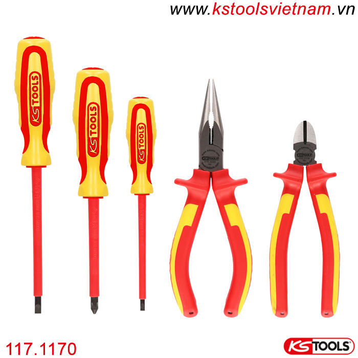 Bộ tô vít và kìm cách điện 1000V VDE 5 chi tiết 117.1170 KS Tools