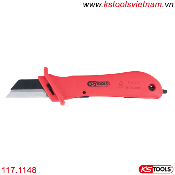 Dao rọc cáp cách điện 1000V 189mm có lưỡi thay thế 117.1148 KS Tools