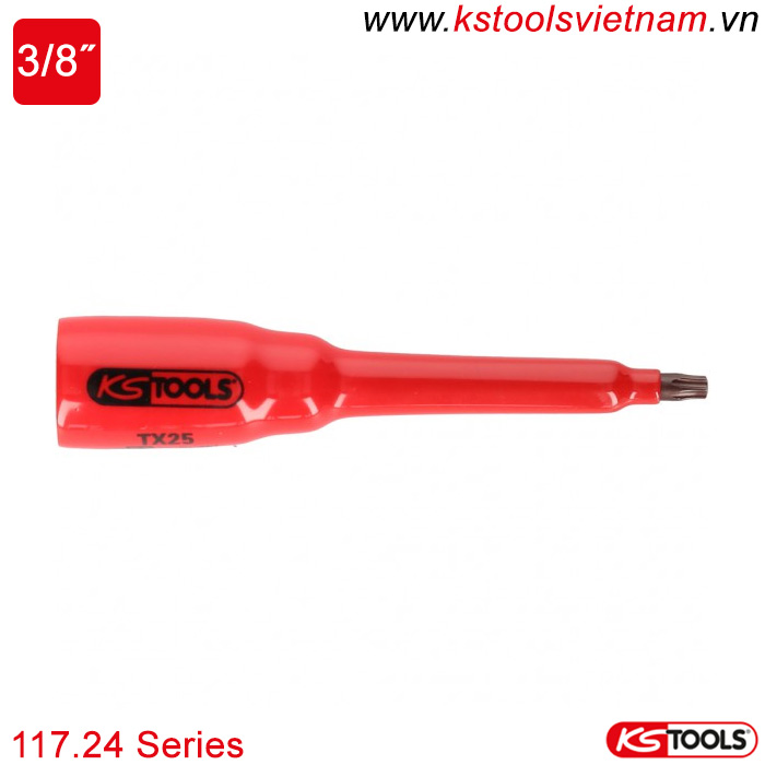 Đầu bit socket hoa thị 3/8 inch cách điện VDE 117.24 series KS Tools