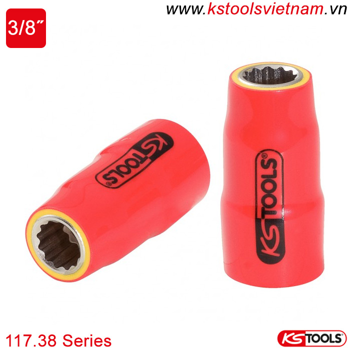 Đầu khẩu socket cách điện 1000V VDE 3/8 inch 117.38 series KS Tools