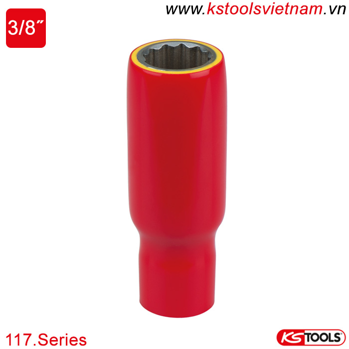 Đầu khẩu cách điện 1000V loại dài 3/8 inch 117 series KS Tools