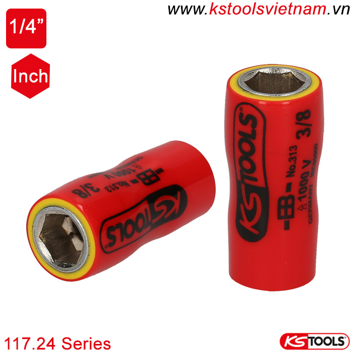 Đầu tuýp hệ inch cách điện 1000V 1/4inch 117.24 series KS Tools