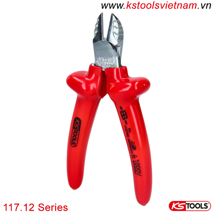 Kìm cắt cạnh mặt chéo 160mm cách điện 1000V 117.12 series KS Tools