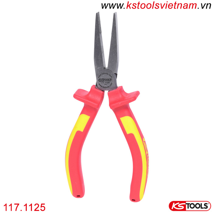 Kìm dẹt mỏ nhọn cách điện 1000V VDE 170mm 117.1125 KS Tools