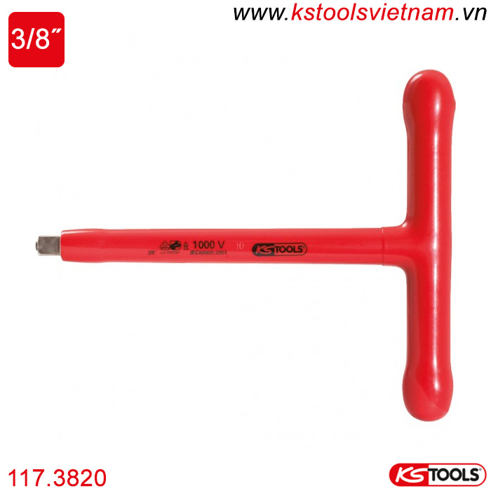 Tay vặn chữ T cách điện 1000V VDE 3/8 inch 117.3820 KS Tools