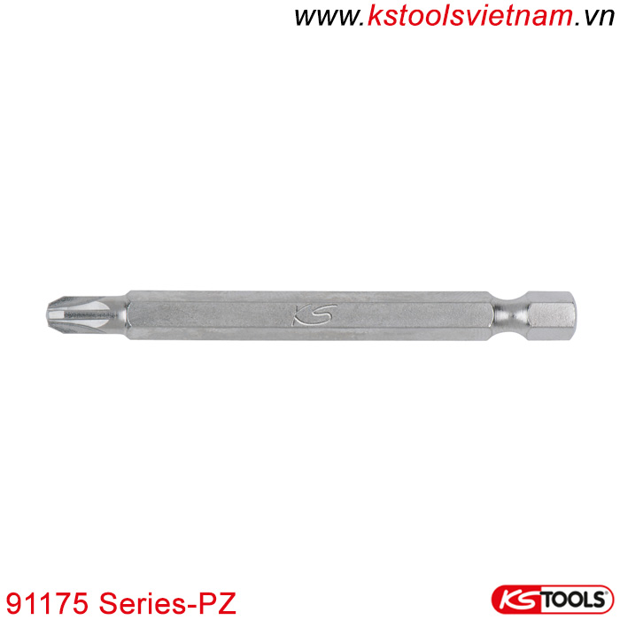 Mũi vít PZ 4 cạnh 1/4 inch 75mm 91175 Series-PZ KS Tools