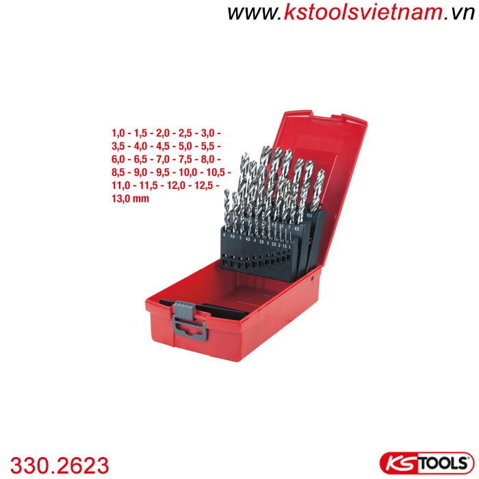 Bộ nhổ bulong gãy 25 chiếc 1-13mm KS Tools 330.2623.