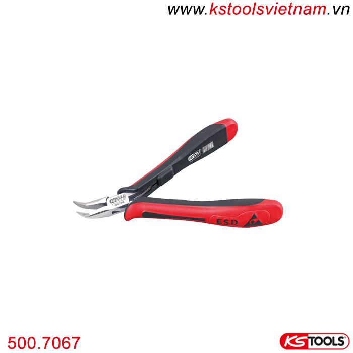 Kìm mũi dài cong ESD 130 mm KS Tools 500.7067 có chức năng cắt