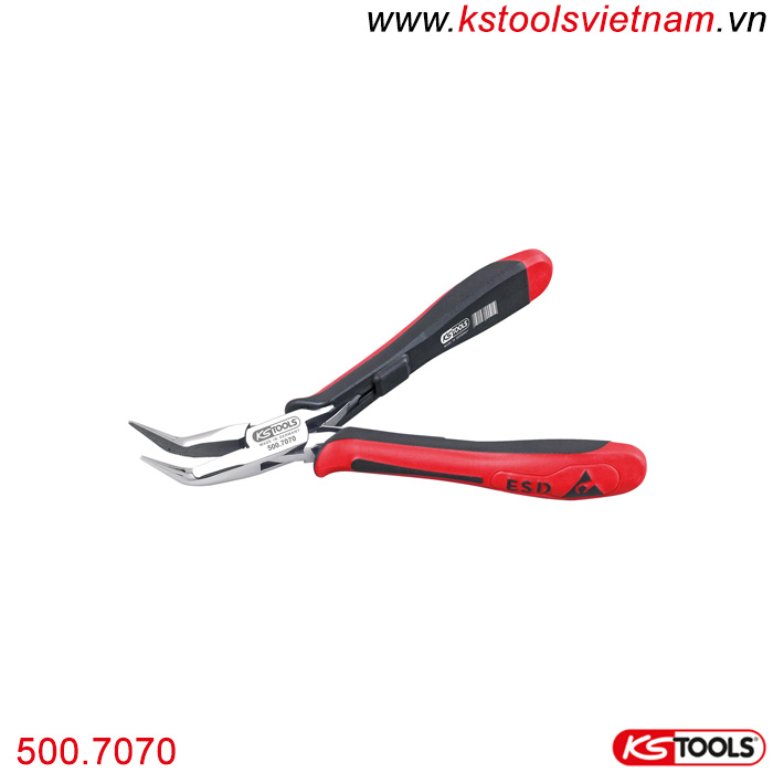 Kìm dài cong chống tĩnh điện ESD 130 mm KS Tools 500.7070 không có chức năng cắt.