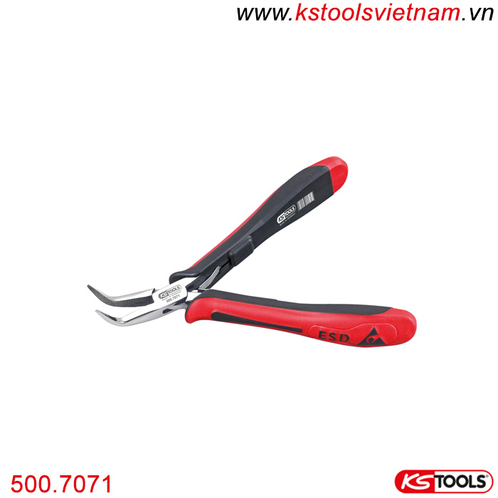 Kìm dài cong chống tĩnh điện ESD 140 mm KS Tools 500.7071 có chức năng cắt. 