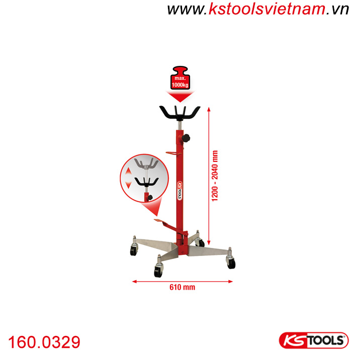 Giá đỡ thuỷ lực tải trọng tối đa 1000kg KS Tools 160.0329.