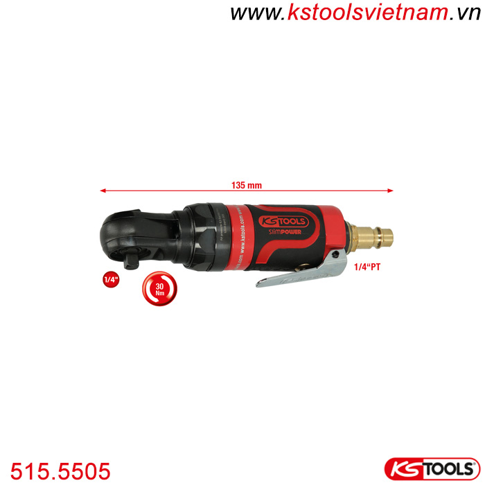 Súng vặn ốc tay ngang khí nén 1/4 inch 30 Nm KS Tools 515.5505.