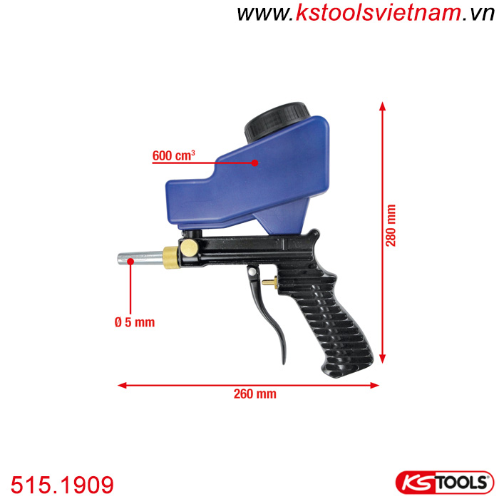 Súng phun cát khí nén KS Tools 260 mm KS Tools 515.1909. 