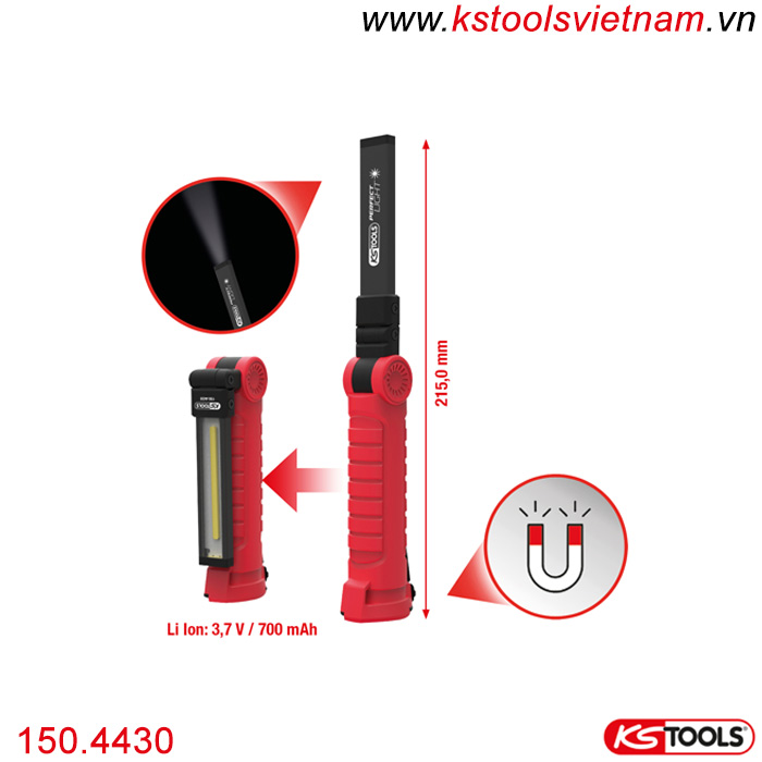 Đèn pin 3 trong 1 200 Lumen có thể gập lại KS Tools 150.4430