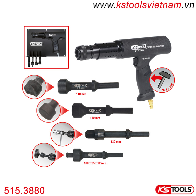 Bộ búa đục cầm tay khí nén 6 chi tiết KS Tools 515.3880