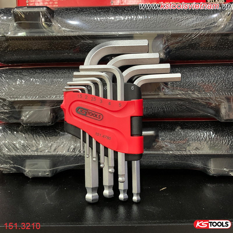 Bộ lục giác ngắn đầu bi 10 cây 151.4780 KS Tools 1,5-10 mm
