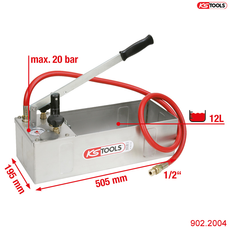 Bơm thử áp Test áp lực nước 20 bar dung tích 12 lít 902.2004