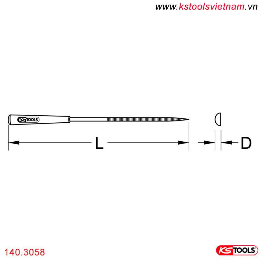 Thông số kỹ thuật dũa kim bán nguyệt 5x145 mm 140.3058