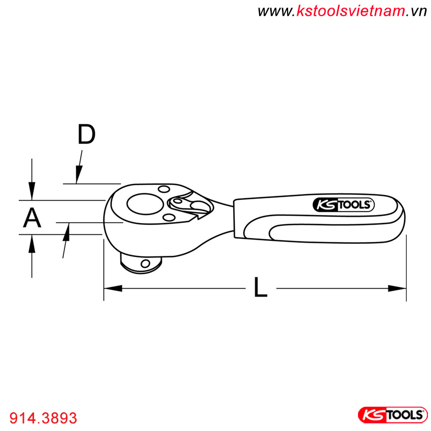 Thông số kỹ thuật tay vặn đầu bit chuôi 10 mm 914.3893 KS Tools