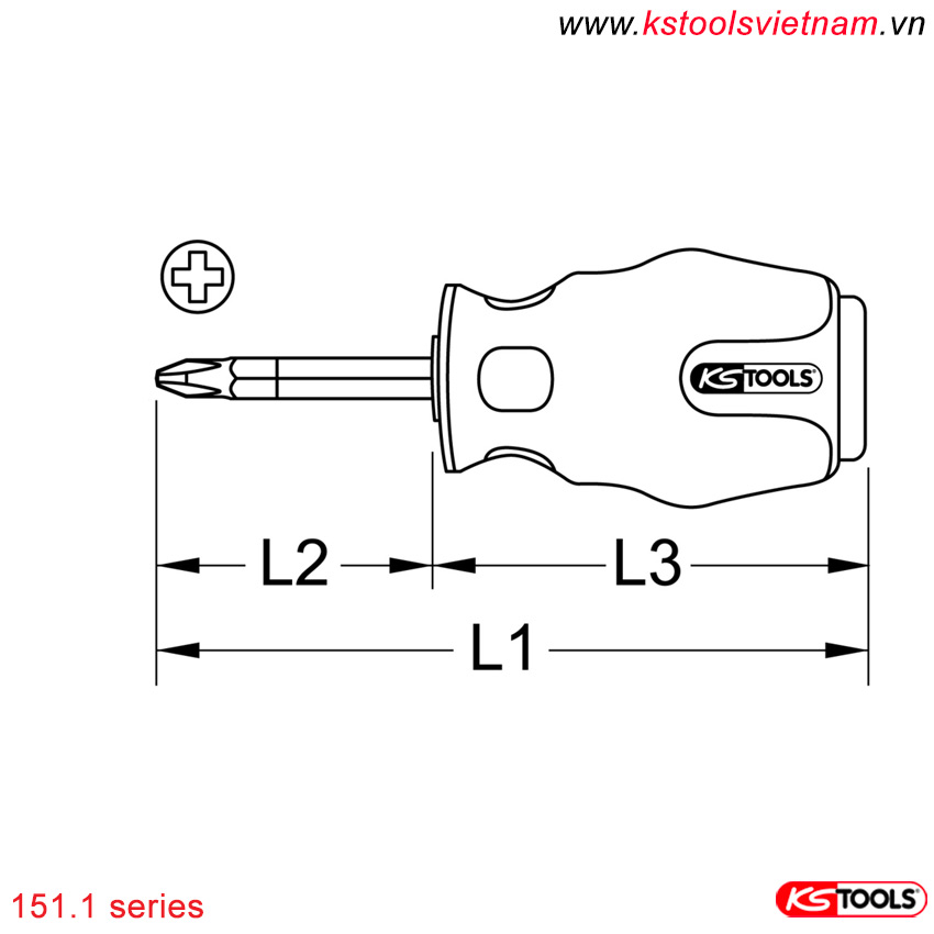 Thông số kỹ thuật tô vít thân lùn đầu 4 cạnh PH KS Tools