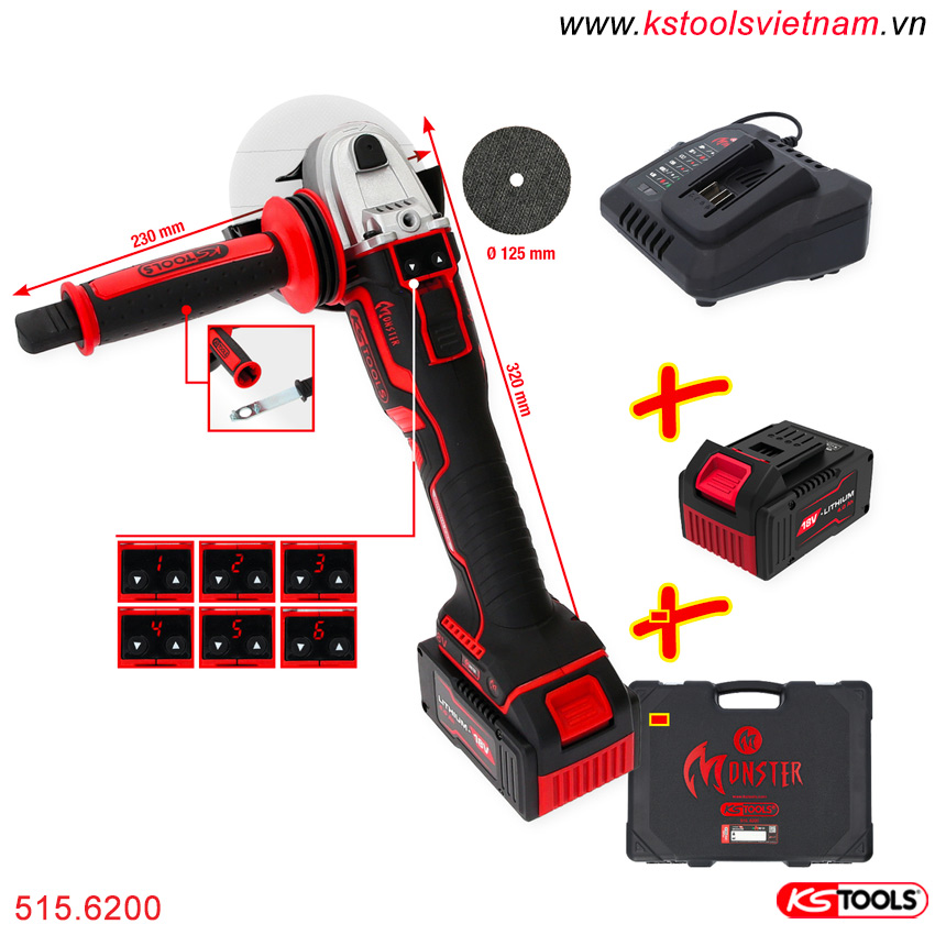 Bộ Bộ máy mài góc dùng pin  kèm 2 pin sạc 100% Germany KS Tools