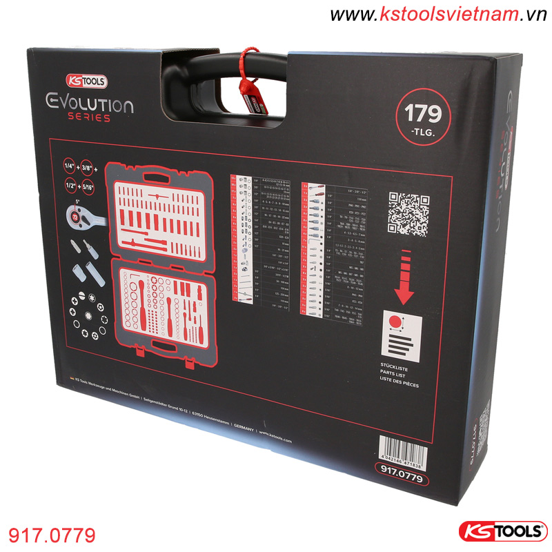 hộp đựng bộ tuýp sửa chữa đa năng 917.0779 179 món KS Tools