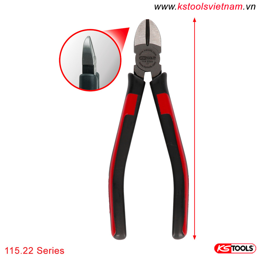 Kìm cắt cạnh, cán siêu mỏng kiểu cầm cổ điển KS Tools 115.22 Series