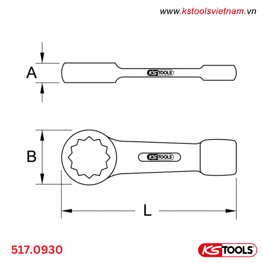 cờ lê vòng đóng 30mm ks tools 517.0930