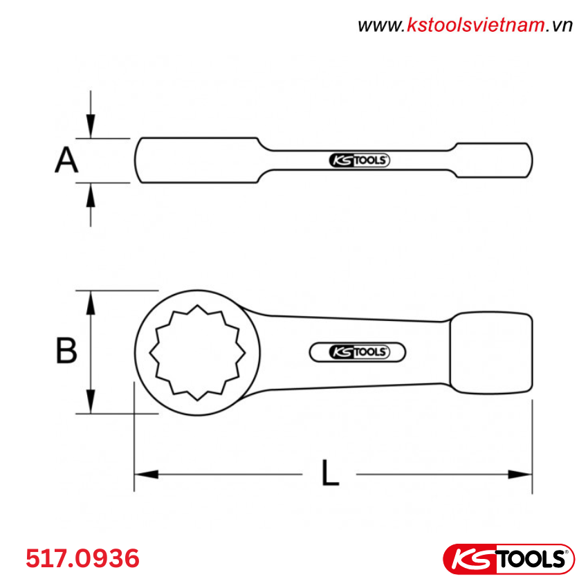 Cờ lê vòng đóng 36mm hệ mét KS Tools 517.0936