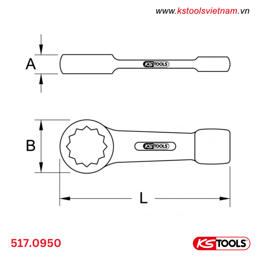 cờ lê vòng đóng 50mm hệ mét KS Tools 517.0950