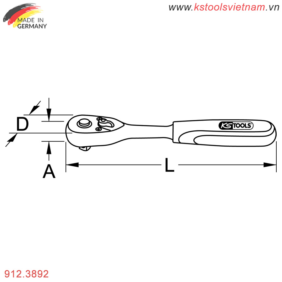 thông số kỹ thuật tay vặn nhanh 3/8 inch KS Tools 912.3892