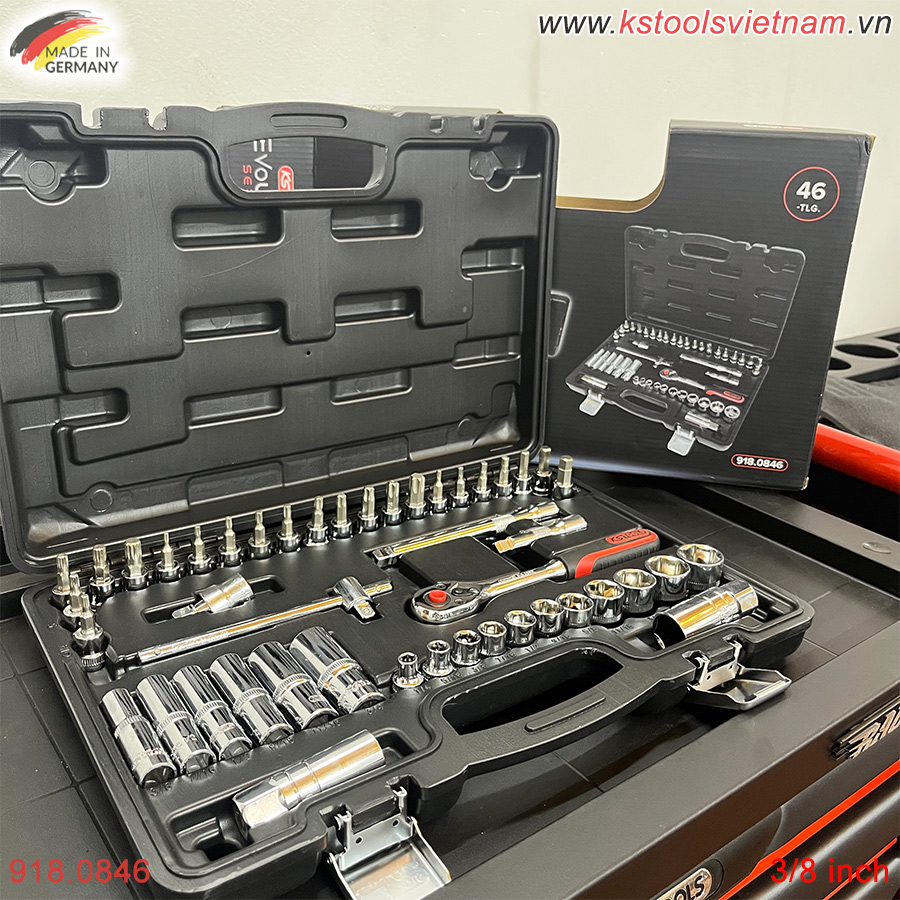 Bộ khẩu tuýp tay vặn 3/8 inch 46 chi tiết 918.0846 KS Tools