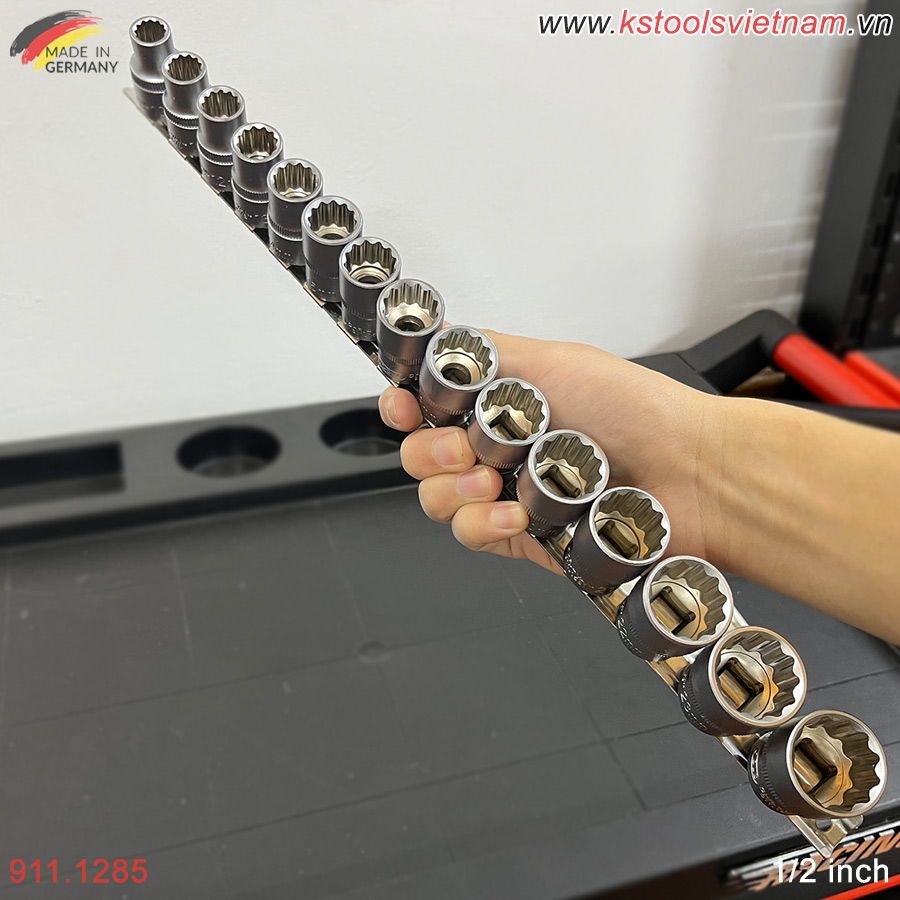 Bộ tuýp socket 12 cạnh 1/2 inch 10-24 mm 911.1285 KS Tools Germany