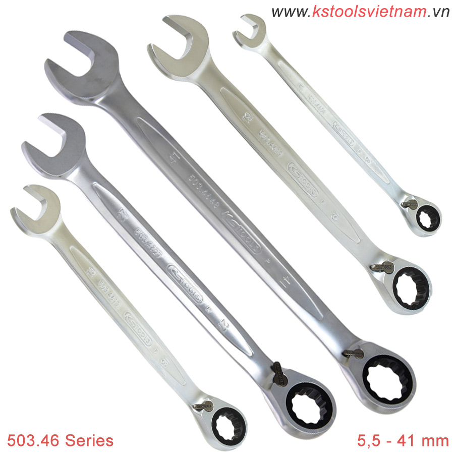 Cờ lê vòng miệng tự lắc, đảo chiều 6-41 mm KS Tools 503.46 Series