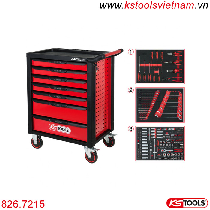 RACINGline tủ đồ nghề 215 chi tiết KS Tools 826.7215 chuyên dùng cho garage